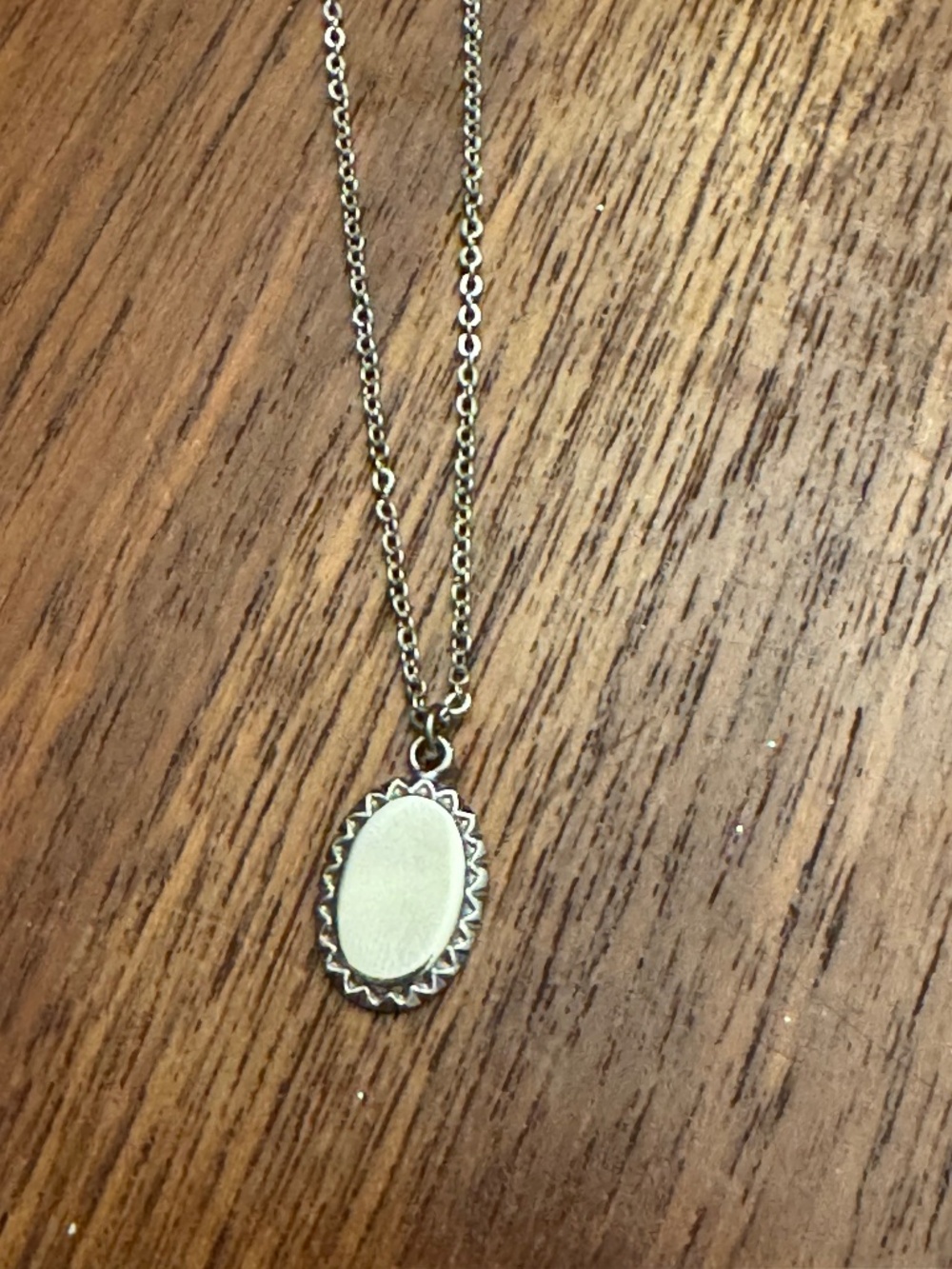 Engravable pewter pendant necklace